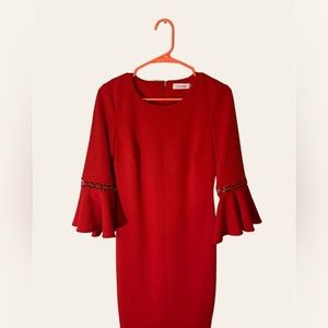 Calvin Klein long sleeve red Formal /casual/ Work attire dress Designer size 12